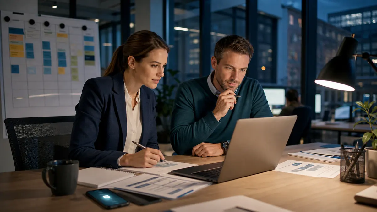 Staffingteam dat een avondaanvraag voor een vacature in een overzichtelijke workflow beoordeelt