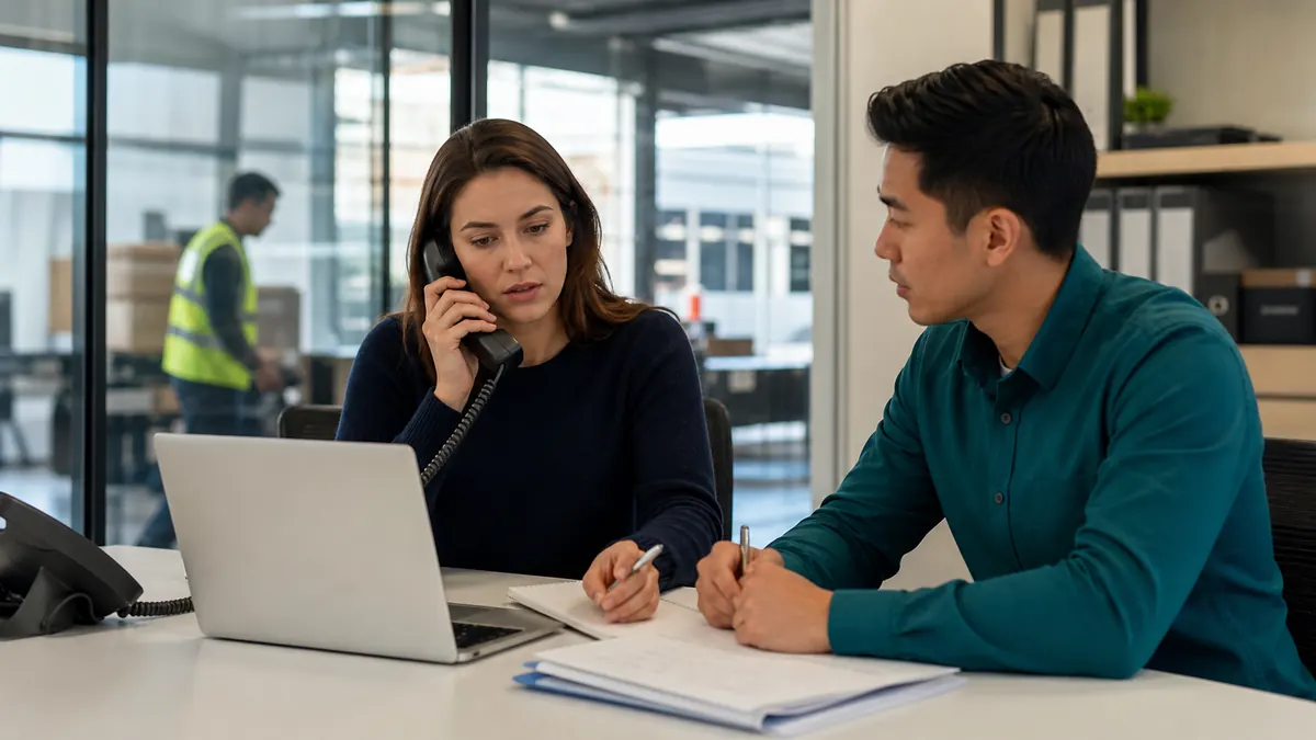 Staffing operations team handling an urgent same-day replacement request with a structured voice intake workflow