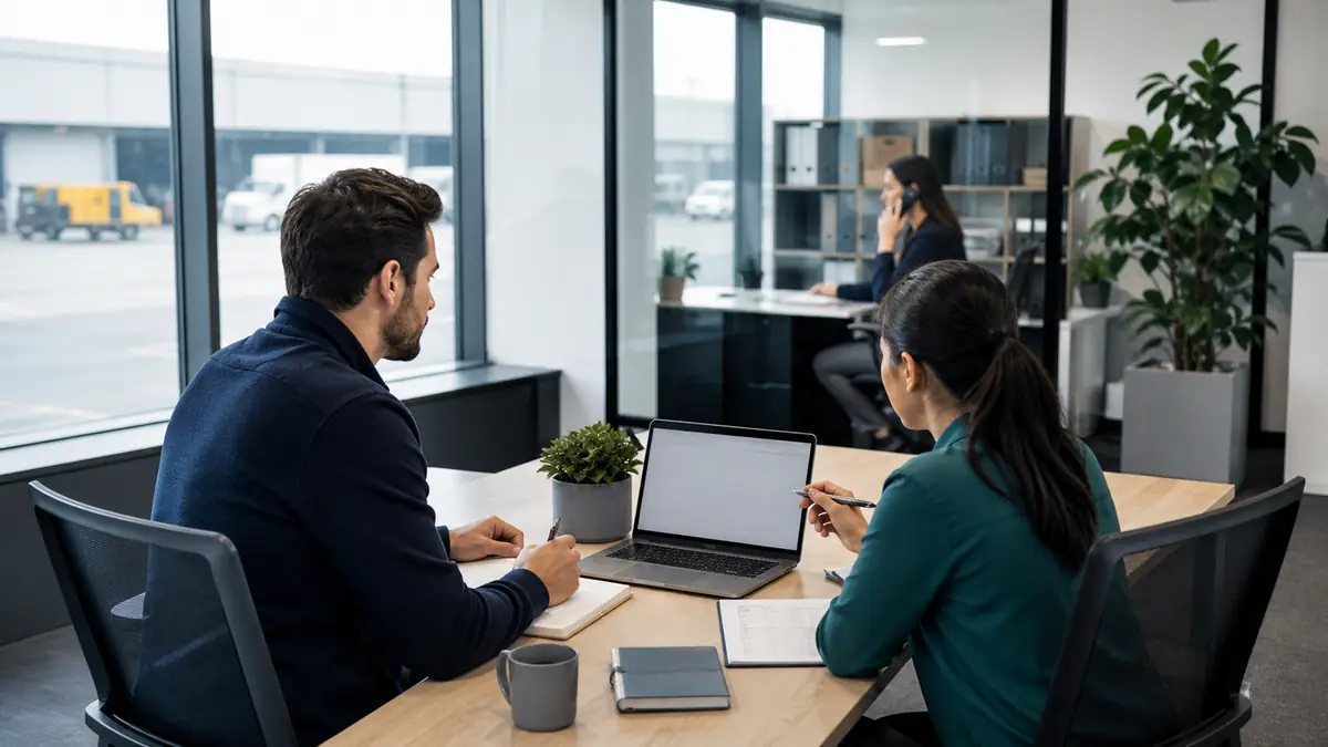 Recruiter reviewing a structured first-call candidate intake checklist in a staffing office